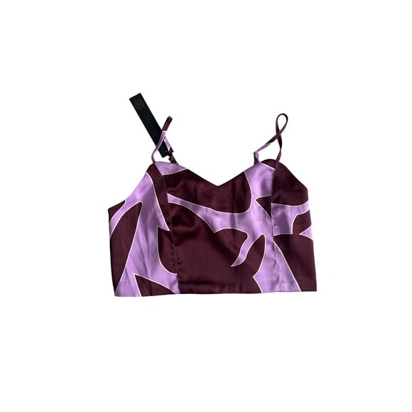 HOUSE OF HARLOW Purple Patterned Satin Crop Top Size Medium NEW NWT - Picture 6 of 7